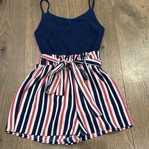 Navy and Striped Women's Romper
